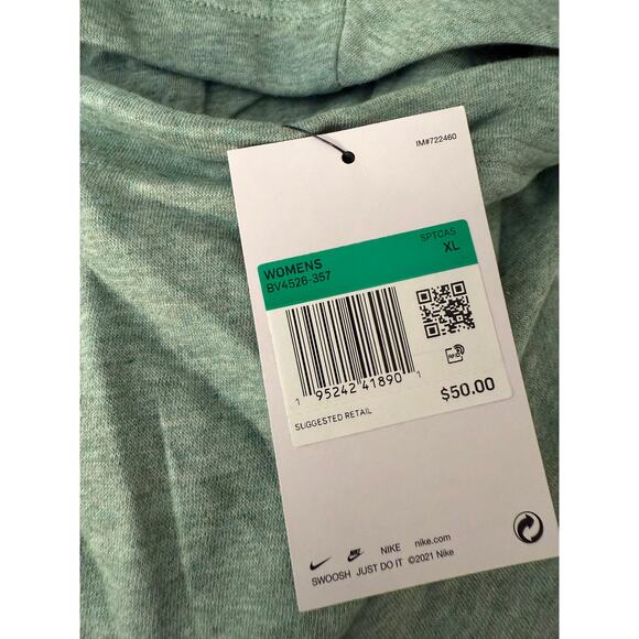 NEW Nike Club Fleece Hoodie Women’s Funnel Neck Jade Green Size XL BV4526-357 - Picture 6 of 7